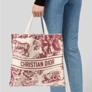 Christian Dior Red Dioriviera Straw Gifts Tote